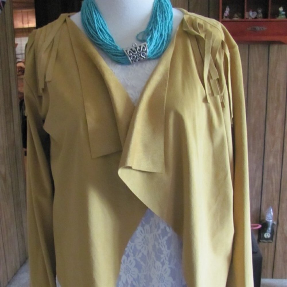 CRAZY TRAIN CALMITY JANE FAUX SUEDE JACKET WITH FRINGE